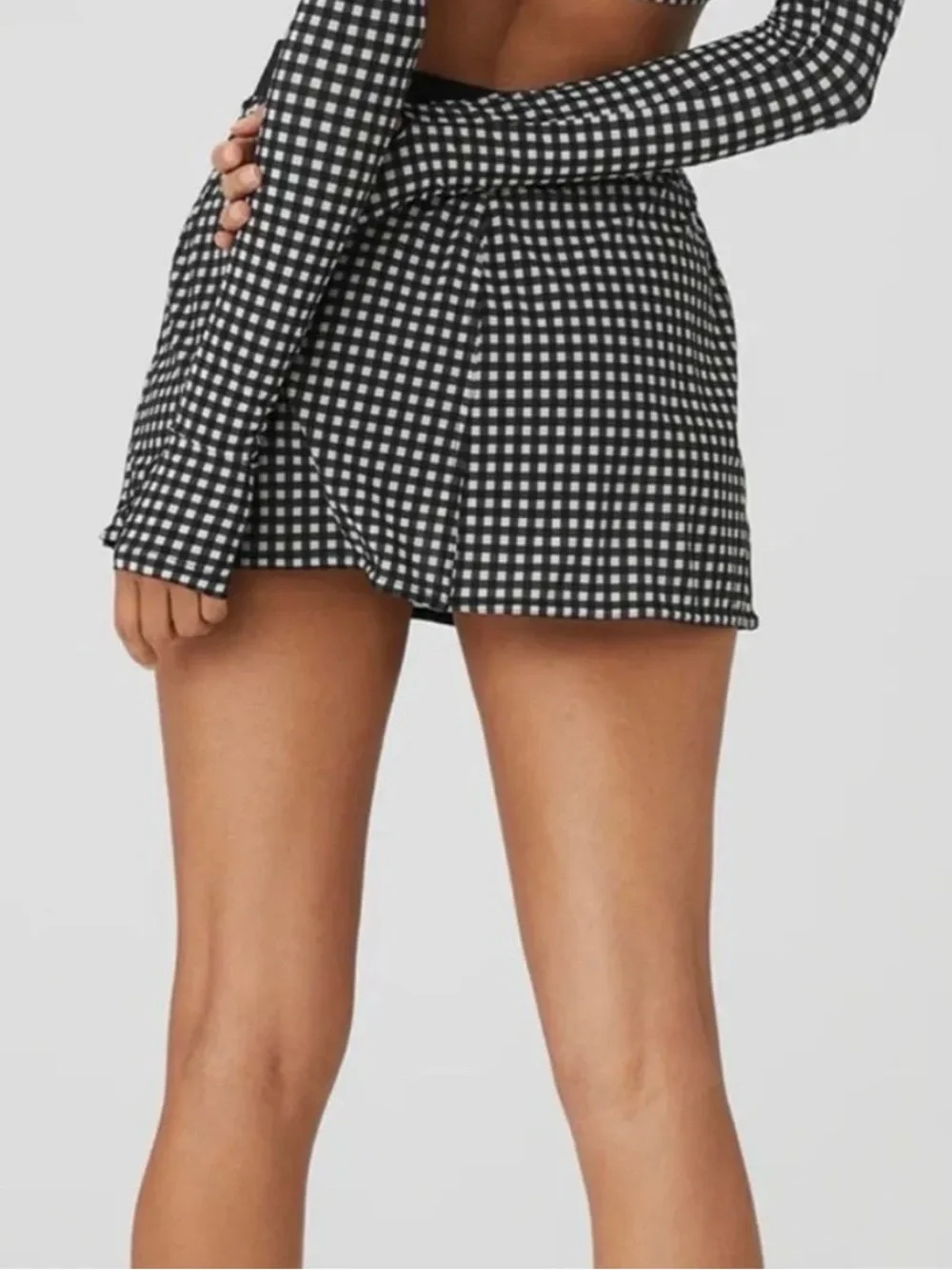 Alo Yoga Mesh Gingham Skirt Black, Navy & White